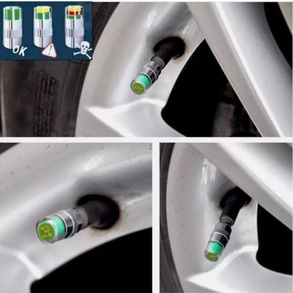 4-Pack PREMIUM Universal Tire Pressure Monitoring Valve Caps W/ Visual Indicator - Picture 6 of 9